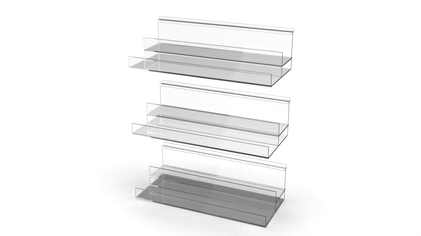 Slatwall Acrylic 2 Tier Shelf