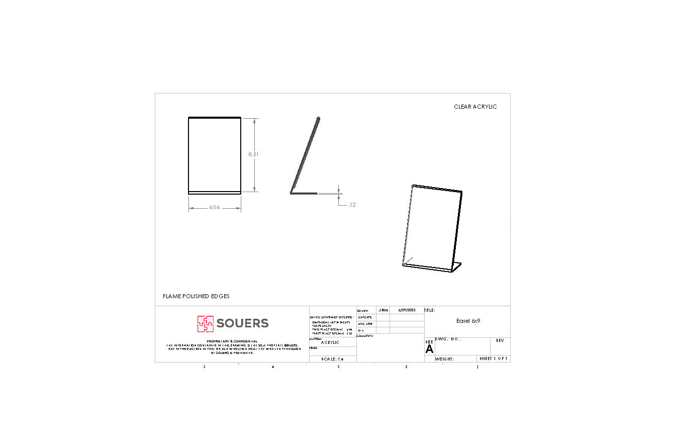 Clear Acrylic Easel Literature Holders - Packs of 6