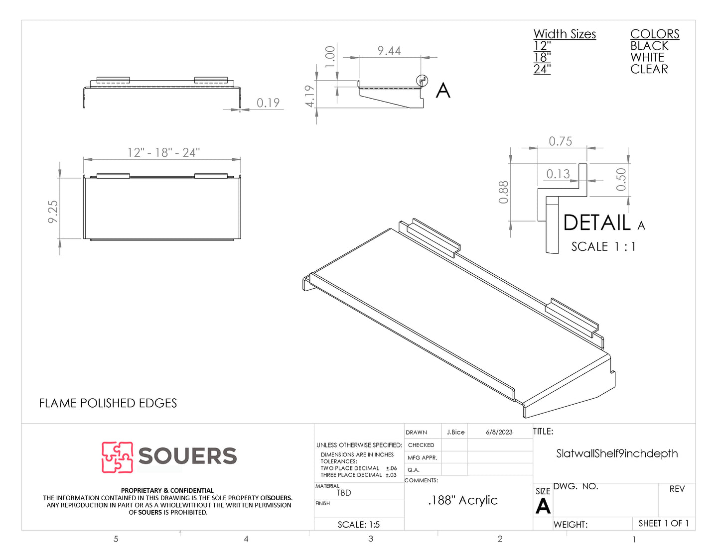 Slatwall Acrylic Single Tier shelf - packs of 2