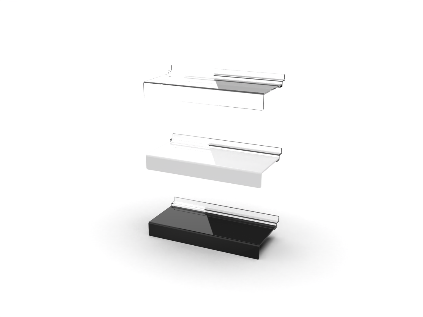 Slatwall Acrylic Single Shoe Shelf - packs of 6