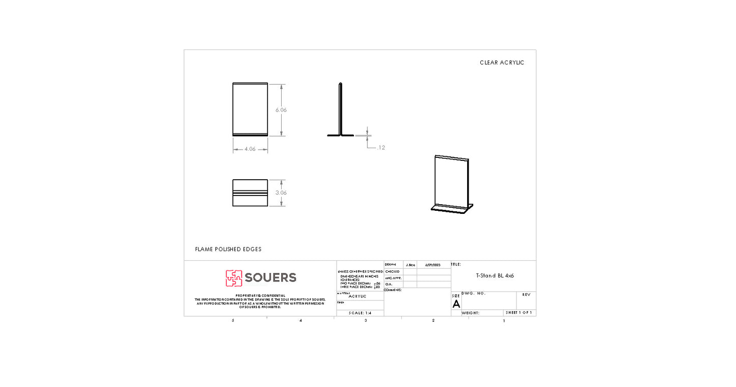 Clear Acrylic T-Stand Bottom Load Literature Holders - Packs of 6