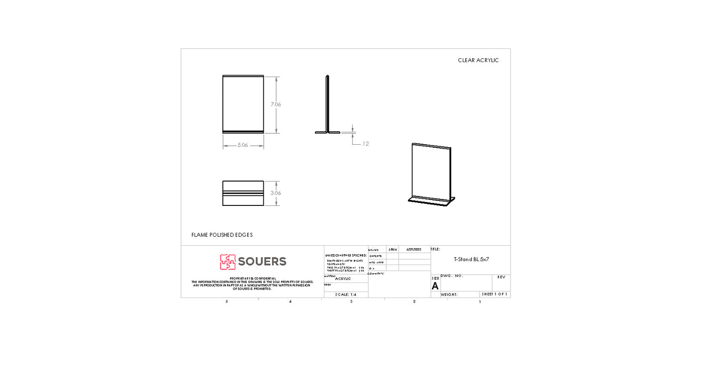 Clear Acrylic T-Stand Bottom Load Literature Holders - Packs of 6