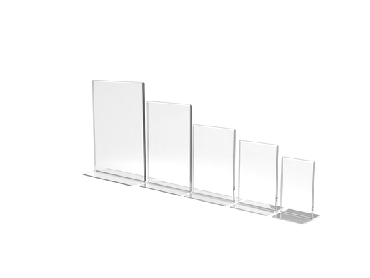 Clear Acrylic T-Stand Bottom Load Literature Holders - Packs of 6